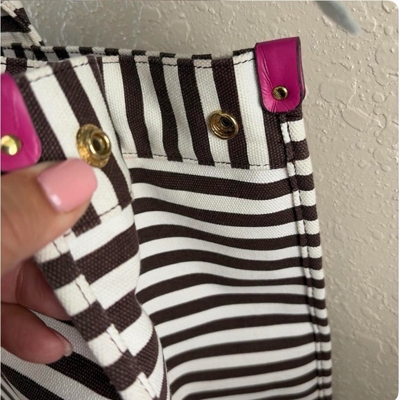 Henri Bendel Pink and Brown Striped Tote - Picture 5 of 6